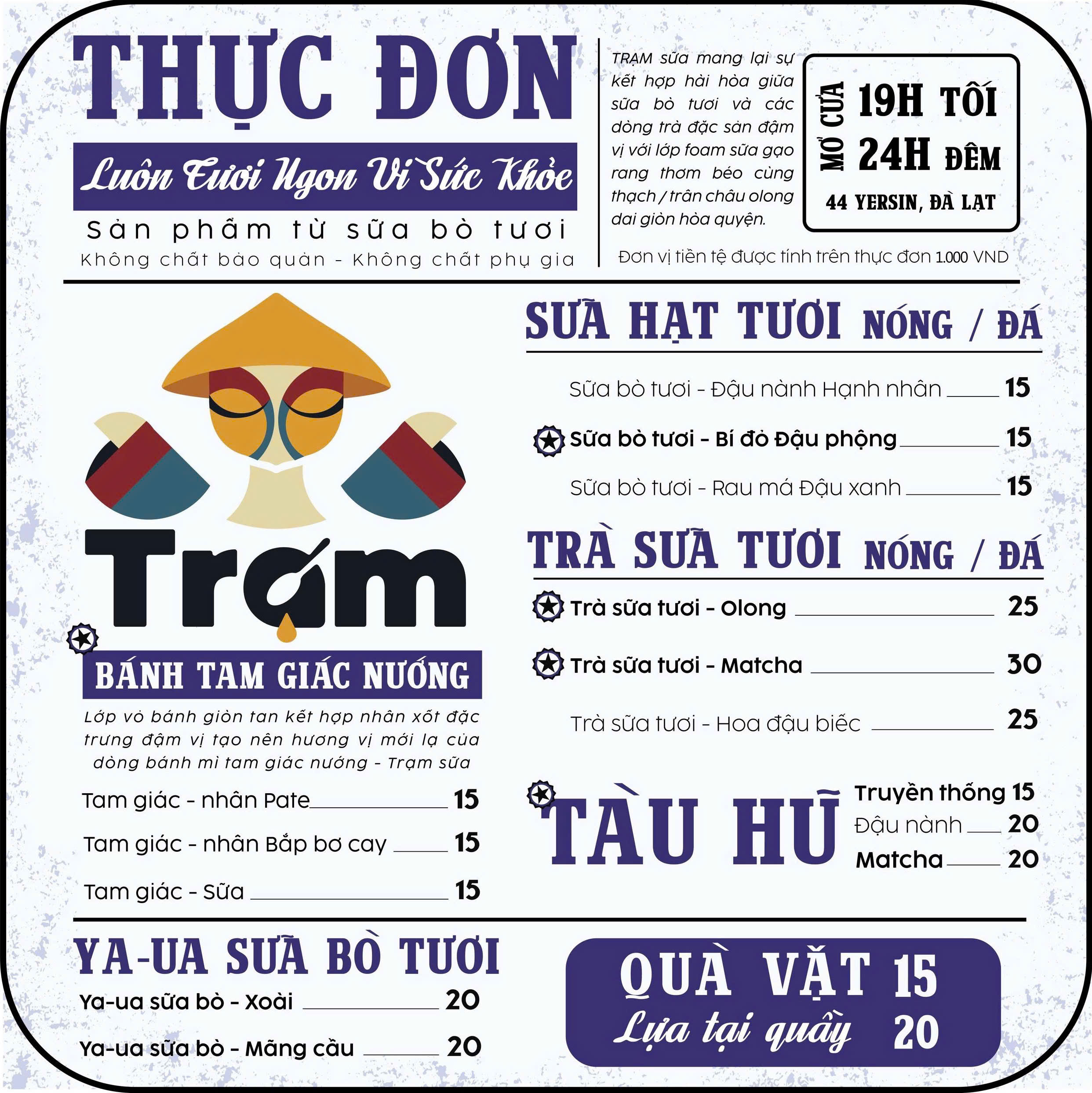 Menu Trạm Sữa
